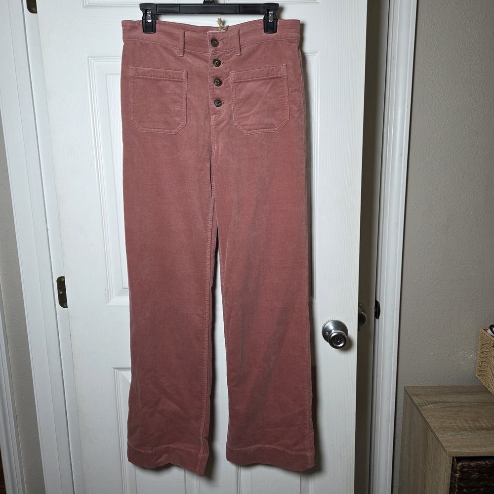 Faherty sz 29 Stretch Corduroy Patch Pocket Pants pink button fly casual fall